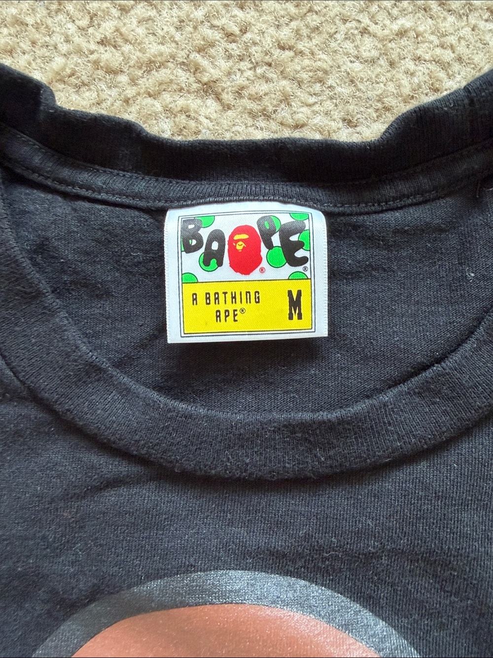 A Bathing Ape ,Bape Black Tee with Pink & Blue Camo Ape Head Graphic - Picture 3 of 5